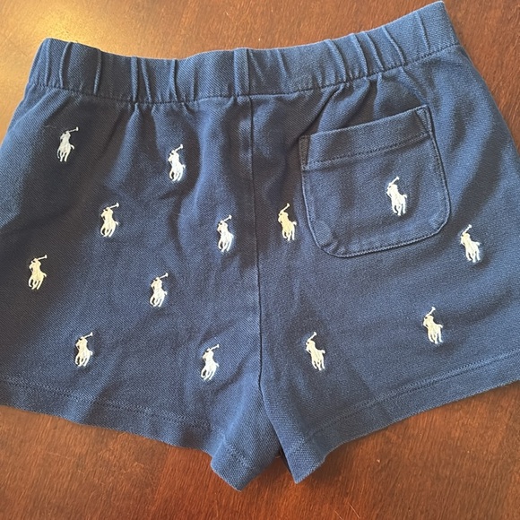 Polo Ralph Lauren Navy Blue Shorts White Embroidered Pony Drawstring Stretch - Picture 10 of 12